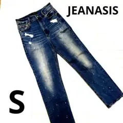 美品　ジーナシス　ペイント跳ね　ダメージジーンズ　S　デニム