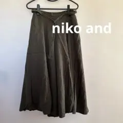 ▽niko and ...　ニコアンド　ガウチョパンツ　3　リネン混紡　オリーブ