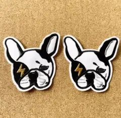 ワッペン ロック ブルドッグ　フレンチブルドッグ　アップリケ