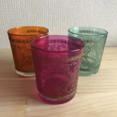 カラフルなガラス製キャンドルホルダーセット