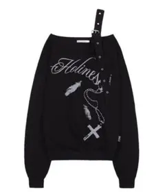 FANCY CLUB ワンショルダーバックルスウェットシャツ 黒 韓国