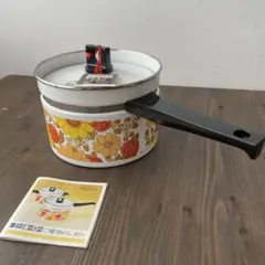 昭和レトロ 花柄象印 ホーロー片手鍋 18cm 2.4Lのサムネイル