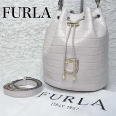 極美品/ポーチ付】フルラ コロナ 2way ドローストリングバッグ 巾着 灰