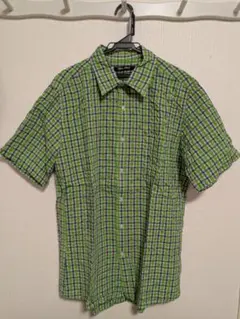 半袖シャツ 3L 緑系 チェック柄
