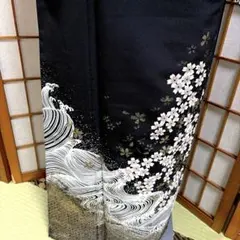 洗えるお着物　単衣　付け下げ《波　花々》