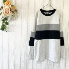 【ユニクロ UNIQLO】ランダムボーダー クルーネック トレーナー/トレーナー