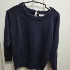 OFUON ネイビー ニット 長袖 バックオープン