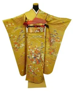 美品 綸子地 振袖・袋帯・長襦袢・帯〆・帯揚・重ね衿 6点 正絹 L371