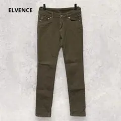 ELVENCE エルベンス スキニーパンツ M カーキ ストレッチ カジュアル