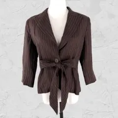 Max Mara ピュアリネン ストライプ テーラードジャケット リボンのサムネイル