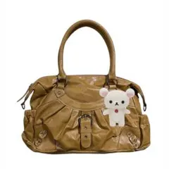 平成 森ガール フェアリーグランジ レザーバッグ 光沢 ブラウンハンドバッグ♡