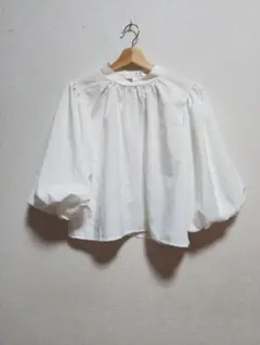 Hudson honey ホワイト バルーンスリーブ シャツ