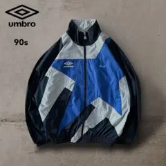 希少90sUMBROアンブロナイロンジャケット刺繍ロゴ水泳チーム支給品好配色古着