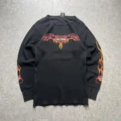 90s ハーレーダビッドソン サーマル イーグル 袖プリ フレイム USA製のサムネイル