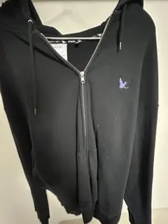 ワットイットイズント ブラックパーカー XL 紫の鳥刺繍