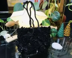 ★かわいいブラックビーズパーティバッグ★美品