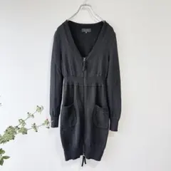 アンタイトル ジップ ニットワンピース 黒 M ロングカーデ兼用 きれいめ