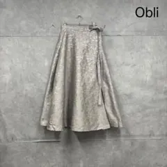 obli 米沢別注 ピンクシルバーラップスカート 定価49280 N1135のサムネイル
