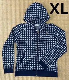 フィラ　テニス　フード付きジャケット　ネイビー　ドット　XL