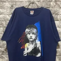 90s レ・ミゼラブル レミゼ コゼット ミュージカル Tシャツ L ネイビー