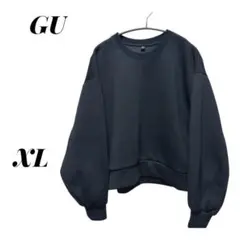 【GU】 パフスウェットプルオーバー ブラック 長袖XL カジュアル シンプル