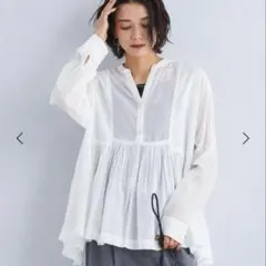 グリーンレーベルリラクシング　結論　全方位　ブラウス　白