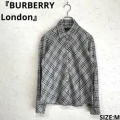 【BURBERRY London】チェック柄長袖シャツ　コットンシャツ　M