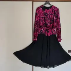 フローラルパターン長袖パーティードレス日本製再お値下げしました