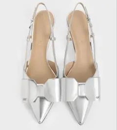 Charles & Keith シルバー リボン パンプスのサムネイル