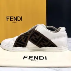 美品 FENDI ローカットスニーカー ロゴバンド ズッカ 26.0㎝相当 白