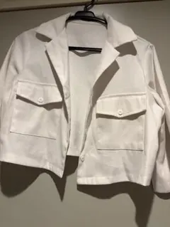 SHEIN ホワイト ショート丈フェルトジャケット XS