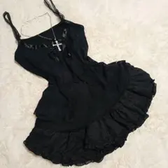 2点セット フェアリーグランジ ダークコア レース リボン キャミ スカート L