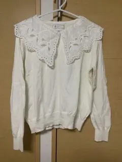 値下げロペピクニック刺繍レース取り外し襟長袖ニット