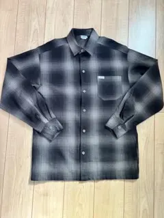 ネルシャツ ブラック・グレー S caltop オンブレ