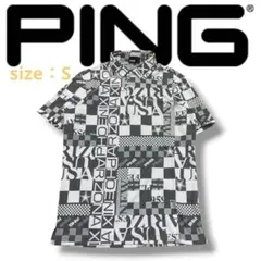 近年モデル　美品　⛳️PGG　ピージージー⛳️　メンズ半袖ポロシャツ　総柄　L 近年モデル 美品 ⛳️PGG ピージージー⛳️ メンズ半袖ポロシャツ 総柄