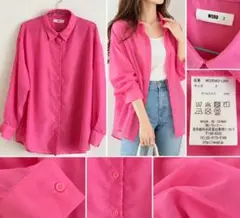 美品 WEGO シアーシャツ ピンク 長袖 Fサイズ