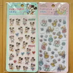 ミッキー ミニー ディズニープリンセス ぷくぷくシール 2シートセット