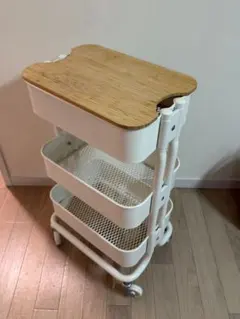 【10/2まで】 IKEA 3段 キッチンワゴン キャスター付 ホワイト ラック