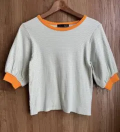 SUGAR SPOON 半袖ストライプTシャツ パフスリーブ