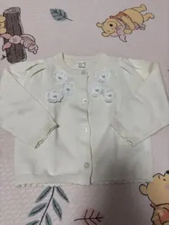 【新品未使用】アプレレクール　アイボリー 花柄カーディガン 80