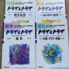 トライ&トライ 数学・社会・国語・理科 4冊セット　問題集 解答付き