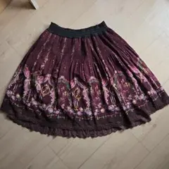 axes femme フレアスカート レトロ 薔薇 ボルドー 赤 リボン レースのサムネイル