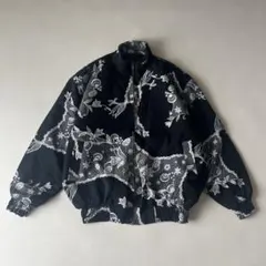花柄　レース柄　プリント ジップアップ　ジャケット ブルゾン　ヴィンテージ　古着