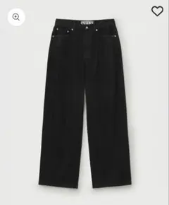 SATUR Wide Curved Denim Pants Black