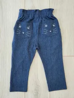 新品未使用 プティマイン カーブパンツ 長ズボン ねこちゃん 80