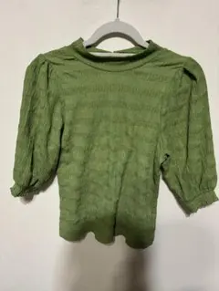 SLY グリーン パフスリーブシャツ　FREEサイズ