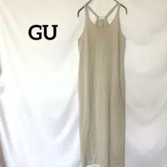 ♦︎GU ノースリーブ ロングワンピース M アイボリーバックスリット