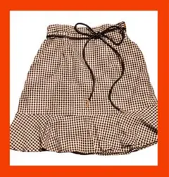 紐ベルト付きスカート ギンガムチェック