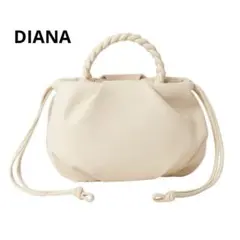 DIANA ダイアナ　ミニ巾着バッグ　編みハンドル　オフホワイト　ハンドバッグのサムネイル