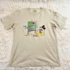 き*ー様 ユニクロ　UNIQLO ミッキーマウス イラスト Tシャツ ベージュ
